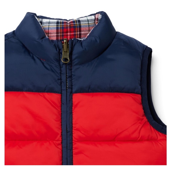 The Reversible Tartan Puffer Vest Janie and Jack blue and red - Picture 4 of 6